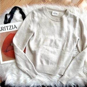 Aritzia Wilfred Free 100% Merino Wool Crewneck Sweater Oatmeal Size S